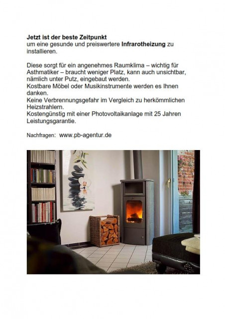 Kostengünstig und gesund heizen mit Infrarotheizungen - Dienstleistungen Business Gewerbe - Saalfeld