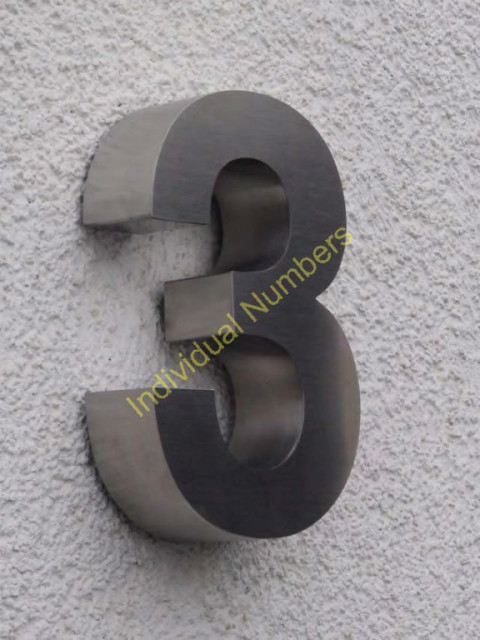 3D Hausnummer in Edelstahl 190mm Hoch und 40mm Tief - Nr. 3 - Moebel Haushalt - Witten-Heven