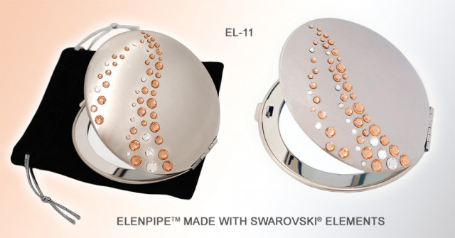 Taschenspiegel aus Metall Serie EL-11 ELENPIPE MADE WITH SWAROVSKI® ELEMENTS - Kleidung Schmuck Accessoires - Radeberg