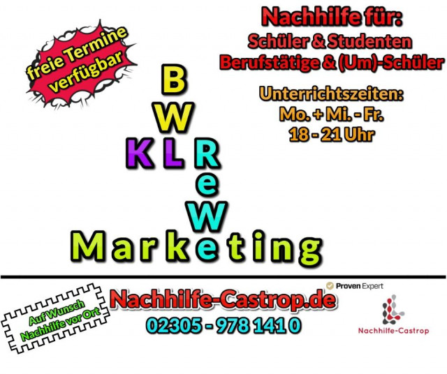 Nachhilfe in BWL/ BWR, ReWe und KLR - Lernen Lehren Lesen - Castrop-Rauxel