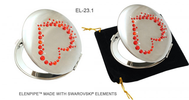 Taschenspiegel aus Metall Serie EL-23 ELENPIPE MADE WITH SWAROVSKI® ELEMENTS - Kleidung Schmuck Accessoires - Radeberg