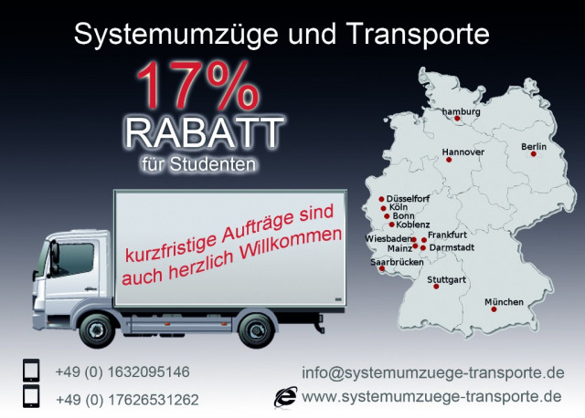Günstige und Professioneller Umzüge, Transporte auch kurzfristig  - Dienstleistungen Business Gewerbe - frankfurt