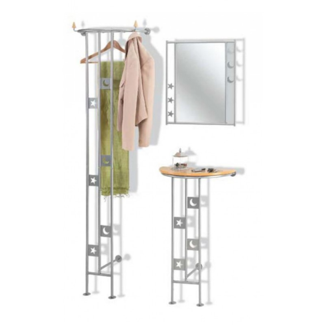 Dielenmöbel Garderobenset Metallgarderobe Star - 3 tlg. mit Spiegel - Moebel Haushalt - Havelberg