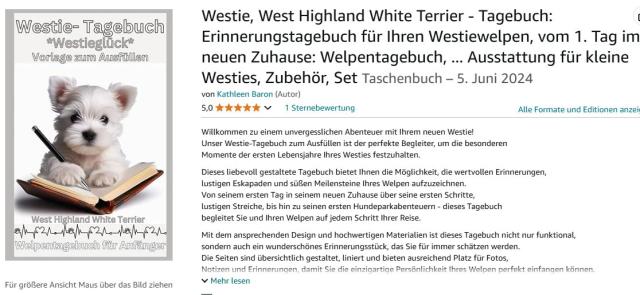 Westie, West Highland White Terrier - Tagebuch: Erinnerungstagebuch - Tiere - REGENSBURG