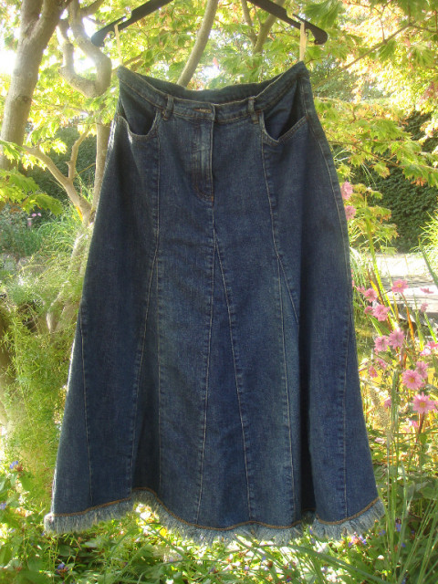Knöchellanger Jeansrock mit Fransen Größe 38 - Kleidung Schmuck Accessoires - Hockenheim