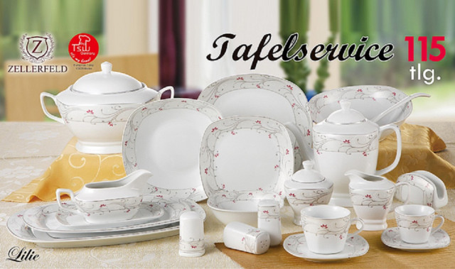 Tafelservice Lilie 115 Tlg. für 12 Personen Eine Mischung zwischen Verspieltes u - Moebel Haushalt - Essen