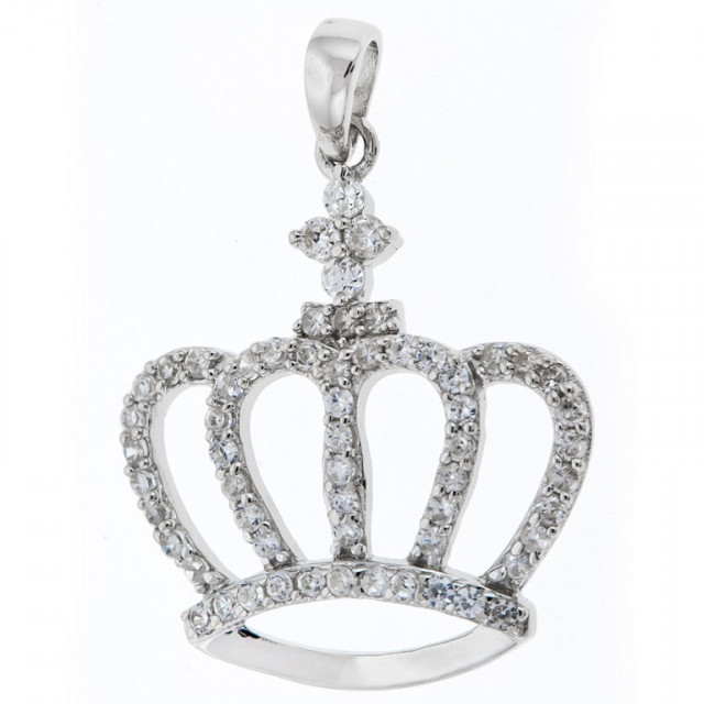 Anhänger Krone Silber 925 rhodiniert mit Kubik Zirkonia - Kleidung Schmuck Accessoires - Bramsche