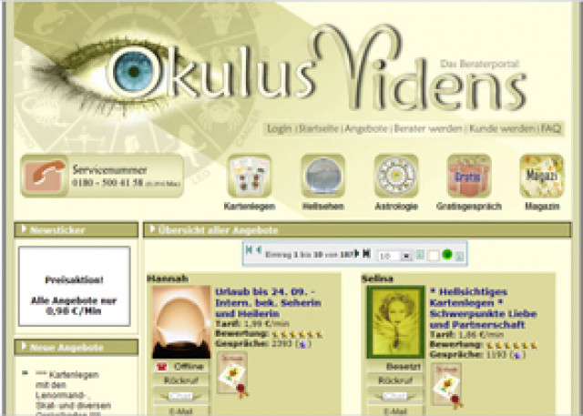 Kartenlegen Hellsehen - Gratisgespräche bei Okulusvidens - Dienstleistungen Business Gewerbe - Buttenwiesen