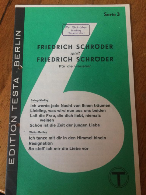 NOTEN: 1965 !! RARITÄT: 2 x MEDLEY, 1 x SWING + 1 x WALTZ, von FRIEDRICH SCHRÖDE - Lernen Lehren Lesen - Lüneburg