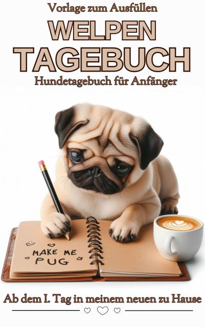 Mops Tagebuch, Welpentagebuch für Mopswelpen, Hundetagebuch f. Welpenfotos und z - Lernen Lehren Lesen - München