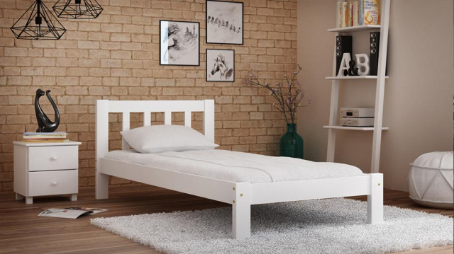 Bett Massivholzbett Lattenrost Weiß Ehebett 90x200 EBD03/ WE - Haushalt -  Berlin