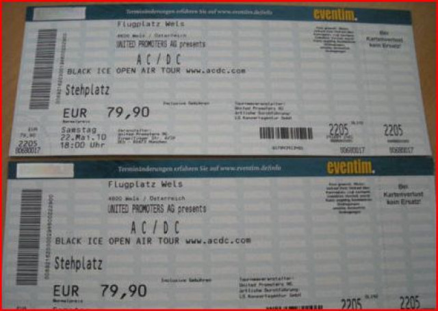 AC/DC Konzerticket für Konzert in Österreich Wels 22.5.10 - Eintrittskarten Tickets - Berlin