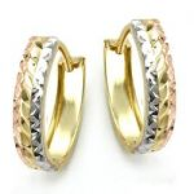 Creole, tricolor, diamantiert, 9Kt GOLD - Kleidung Schmuck Accessoires - Bad Frankenhausen