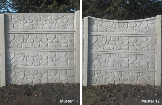Betonzaun Gartenmauer aus Beton verschiedene Muster einseitig Pfosten 1, 5m 2, 0 - Handwerk Hausbau Garten - Choszczno