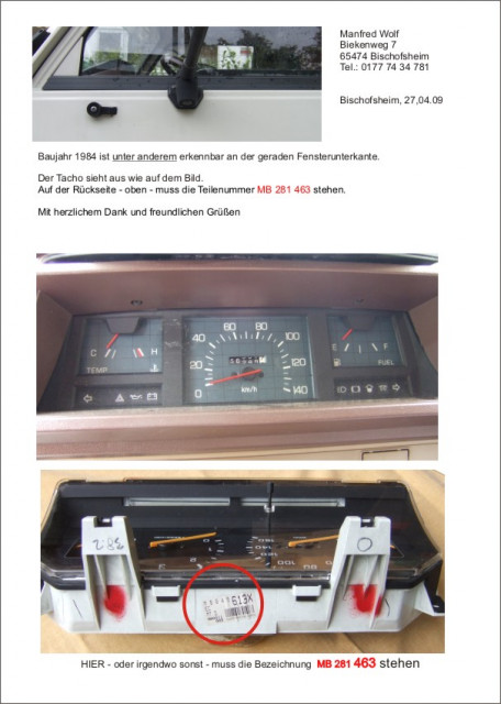 Kombiinstrument Mitsubishi L300 Bj. 4/1984 - Auto Teile - Bischofsheim