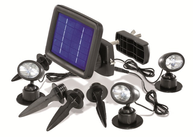 Solar Strahlerset, 3fach, 3 weiße LED, Dauerlicht - Handwerk Hausbau Garten - Korschenbroich