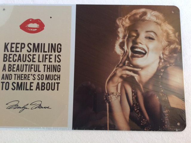 BLECHSCHILD für die Bar, WZ, Werkstatt: MARILYN MONROE, Retro, noch verschweißt, - Sammlungen - Lüneburg