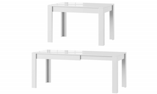 MPS Tisch SYRIUS 120-190x80x76cm Weiß Hochglanz Esszimmer 4-8 Personen Esstisch  - Haushalt - Mainz