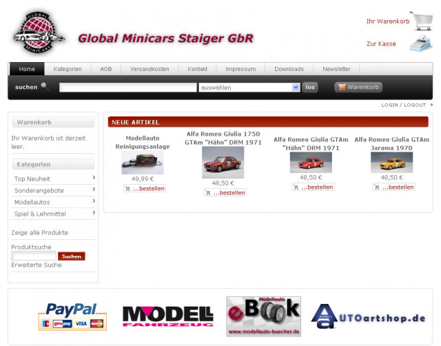 Modellauto Online Shop von Globalminicars - Hobby Spiele - Großhansdorf