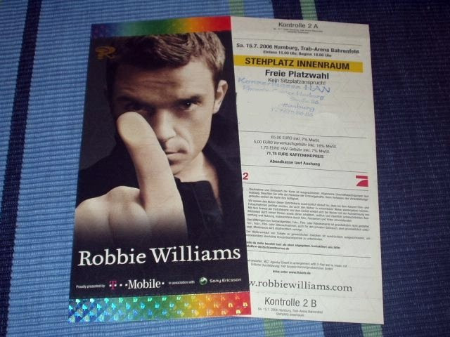 2x Innenraum-Tickets für Robbie Williams am 15.07. in Hamburg - Eintrittskarten Tickets - Hamburg